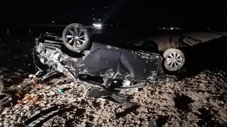 В Оршанском районе на трассе опрокинулась легковушка